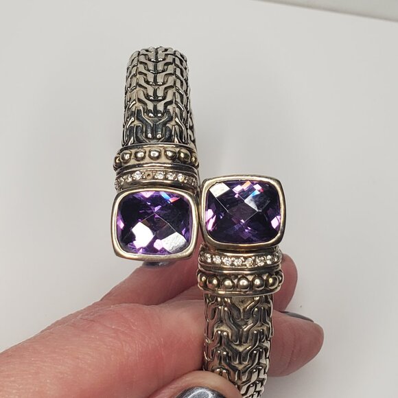 Sterling Silver Amethyst Bypass Bracelet, David Yurman Look-alike - Picture 9 of 10